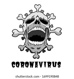 Coronavirus of the death.Dangerous Coronavirus.Deadly virus infographic.Flat Icon vector.Coronavirus caution.Skull of Coronavirus.Flat design logo.