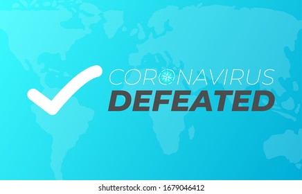 Coronavirus derrotó fondo de ilustración con mapa mundial