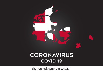 CoronaVirus in Denmark  and Country flag inside Country border Map Vector Design. Covid-19 with Denmark map with national flag Vector Illustration.