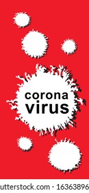 Coronavirus is depicted on a red background and the inscription stop. Vector illustration about a viral infection, quarantine, disease, epidemic.