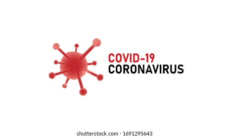Coronavirus design logo vector and texted "COVID-19" in red and texted "CORONAVIRUS" in black on white background with copy space for your text. COVID-19 is an infectious disease caused by a new virus.
