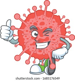 Caricatura del desastre del Coronavirus haciendo dedo a Thumbs