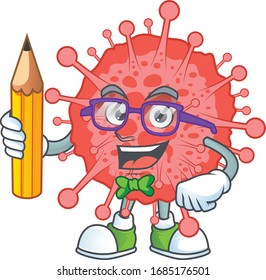 Carácter estudiantil inteligente del desastre del Coronavirus usando un lápiz