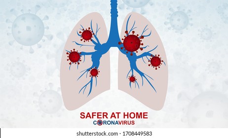 Die Coronavirus-Krankheit 2019 attackiert die Lunge auf abstraktem Hintergrund mit dem Grippevirus COVID-19. Vektorillustration.