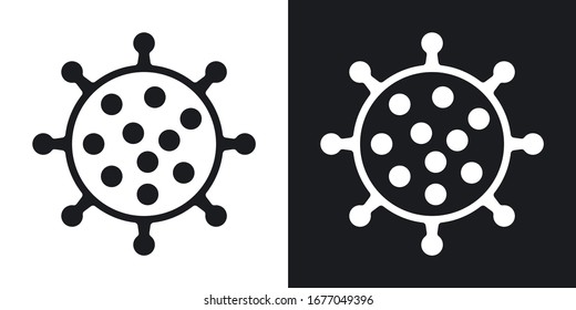 Coronavirus disease 2019 or COVID-19 icon. Minimalistic two-tone vector illustration on black and white background