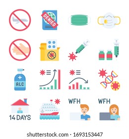 Coronavirus disease 2019 related icon set 4, flat design