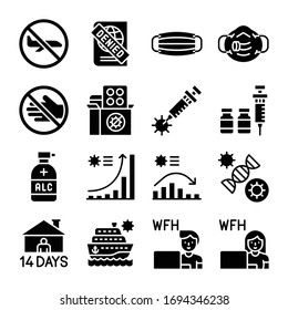 Coronavirus disease 2019 related icon set 4, solid design