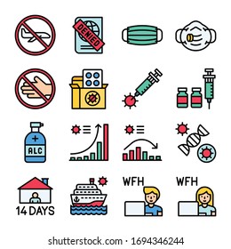 Coronavirus disease 2019 related icon set 4, filled design