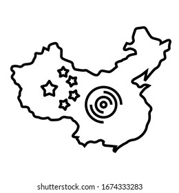 coronavirus disease 2019-nCoV outbreak location concept, First identified area Wuhan, Hubei, China Map on white background, covid-19 affected spread source vector icon design