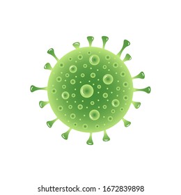 Coronavirus disease bacteria cell icon. COVID 2019 dangerous virus sign, pathogen logo. Vector illustration.