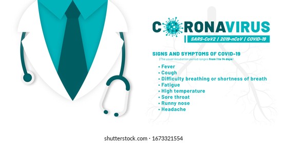 Coronavirus disease, corona virus infographics, signs and symptoms. Severe acute respiratory syndrome coronavirus (COVID-19). Novel coronavirus outbreak (nCov-19). Vector