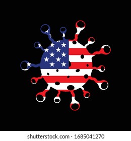 Coronavirus disease (COVID-19) American Flag Social Awareness Vector Illustration. 2019-nCov / 2019 Novel Corona Virus Awareness Flag Design Vector Template