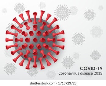 Coronavirus disease COVID-19 background. Realistic 3d virus cells. Vector illustration.