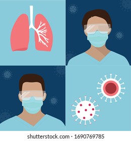 Coronavirus disease, COVID-19 infection. Health care workers in personal protective equipment. Nurses and Doctors inPPE, face mask and visor. 