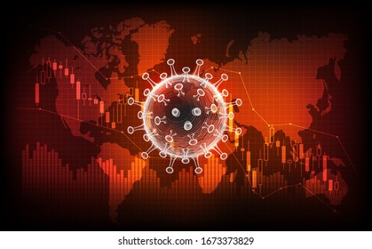 Coronavirus disease COVID-19 infection medical. New official name for Coronavirus disease named COVID-19, pandemic on stock graph chart background, economic downturn concept, vector illustration