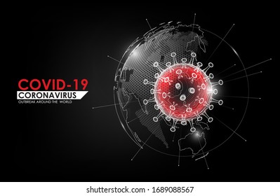 Coronavirus disease COVID-19 infection medical with globe hologram. New official name for Coronavirus disease named COVID-19, pandemic risk outbreak around the world, vector illustration