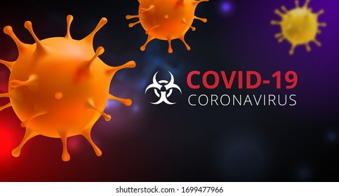 Coronavirus disease COVID-19 infection medical isolated. Coronavirus COVID-19 under the microscope. Vector illustration