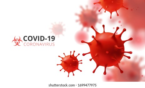 Coronavirus disease COVID-19 infection medical isolated. Coronavirus COVID-19 under the microscope. Vector illustration