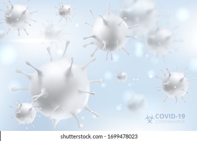 Coronavirus Disease COVID-19 Infection Medical Isolated. Coronavirus COVID-19 Under The Microscope. Vector Illustration