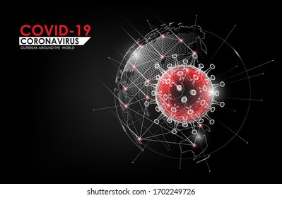 Coronavirus disease COVID-19 infection medical with globe hologram. New official name for Coronavirus disease named COVID-19, pandemic risk outbreak around the world, vector illustration