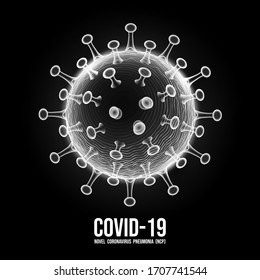 Coronavirus disease COVID-19 infection medical isolated. China pathogen respiratory influenza covid virus cells. New official name for Coronavirus disease named COVID-19, vector illustration