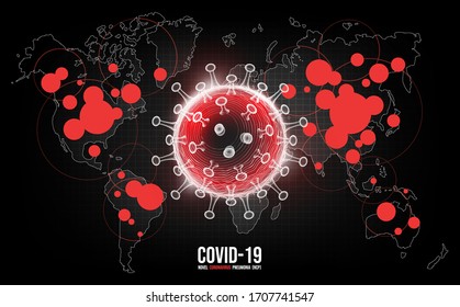 Coronavirus disease COVID-19 infection medical. New official name for Coronavirus disease named COVID-19, pandemic risk on world map background, vector illustration