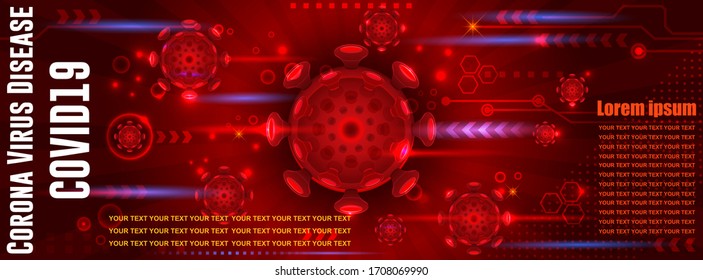Coronavirus disease COVID-19 infection medical with Abstract technology vector background, Coronavirus covid-19 pandemic outbreak virus background,  COVID-19 infection, Concept of a pandemic, illustra