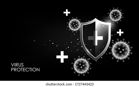 Coronavirus disease COVID-19 infection medical with shield. Officially name for Coronavirus disease named COVID-19, Coronavirus immune protection concept, vector illustration