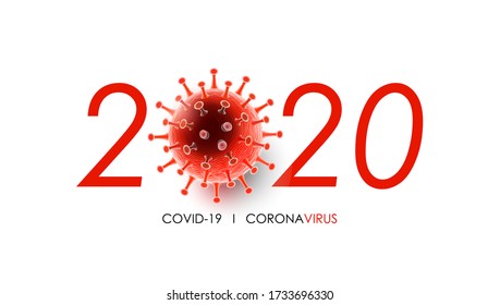 Coronavirus-Krankheit COVID-19 Infektion medizinisch mit 2020 Typografie und Kopierraum. Neuer offizieller Name für die Coronavirus-Krankheit COVID-19, Ausbruch von Coronavirus im Jahr 2020, Vektor-Illustration