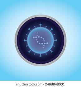 Maladie du coronavirus - illustration médicale de l'infection COVID-19. La grippe respiratoire pathogène infecte les cellules du virus de la grippe aviaire. Nom officiel de la maladie de Coronavirus nommé COVID-19, Rendu 3D