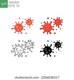 Coronavirus disease in covid-19 pandemic. Dangerous virus from wuhan made global pandemic. virus, corona, icon, line, flatt, outline, quarantine. Vector illustration. Design on white background. EPS10