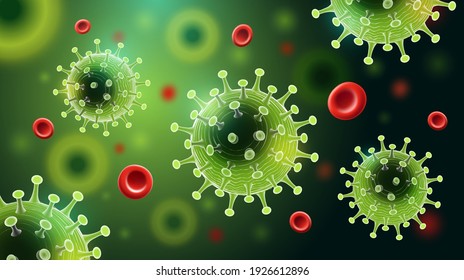 Coronavirus disease COVID-19 with Coronavirus and red blood cell. New official name for Coronavirus disease named COVID-19, pandemic risk background, vector illustration