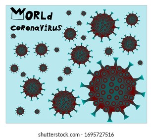 Coronavirus disease, COVID-19. Vector. This known infection is famous worldwide as a flu disease. Can be used as journal and newspaper illustration, for banners and medical materials as a warning.