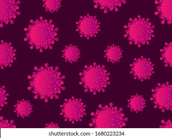 Coronavirus disease COVID-19. Virus cell seamless pattern. 2019-nCoV, middle east respiratory syndrome. Pandemic of coronavirus. Vector illustration