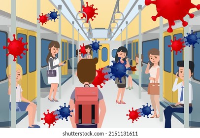 Coronavirus disease is in our lives. We should be able to live with disease. Know how to protect yourself from the epidemic. Vector illustration Eps10.