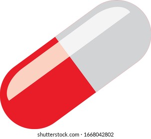 Coronavirus disease protection. White and red pill isolated on white background. Close up macro shot. Medication, healthcare insurance, pharmacy concept.