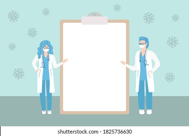 Coronavirus Disease wareness.Doctors pointing to document,Coronavirus