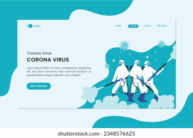 Coronavirus Disinfectant Workers Flat Concept