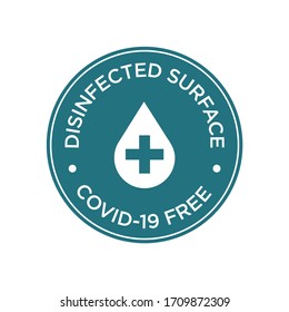 Coronavirus Disinfected Surface Icon. Round Symbol For Clean Areas Of Covid-19. Covid Free Zone.