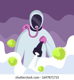 Coronavirus disinfection flat illustration vector concept