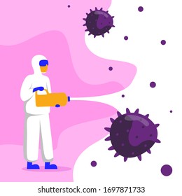 Coronavirus disinfection flat illustration vector concept