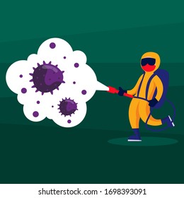 Coronavirus disinfection flat illustration vector concept