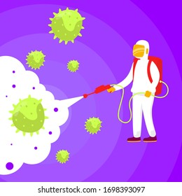 Coronavirus disinfection flat illustration vector concept