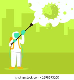 Coronavirus disinfection flat illustration vector concept