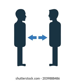 Coronavirus, icono de distancia. Ilustración vectorial simple editable.