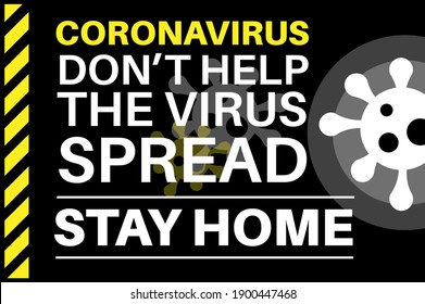 Coronavirus No ayuda a difundir el virus - Quédate en casa - Ilustración con logotipos de virus en un fondo negro.