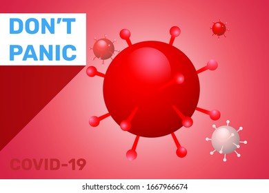 Coronavirus Don't Panic Illustration in Red and Grey Color