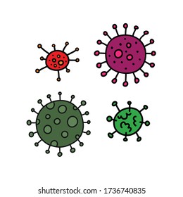 coronavirus doodle icons, vector illustration
