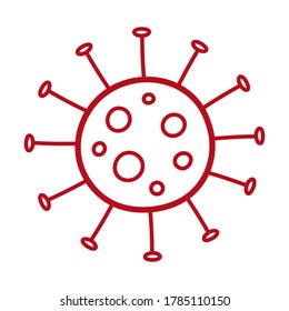 Coronavirus doodle vector icon, isolated on a white background, covid-19 virus illustration