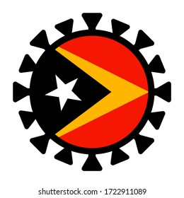 Coronavirus East Timor flag on white background. Covid-19 medical infection icon. 2019-ncov virus epidemic concept illustration. 